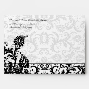 Black Damask Wedding Envelopes Black Inside