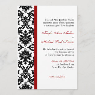 Black Damask Wedding Invitation