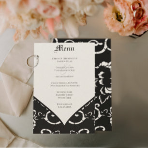 Black Damask Wedding Menu