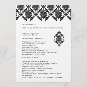 Black Damask Wedding Program