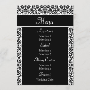 Black Damask Wedding Reception Dinner Menu