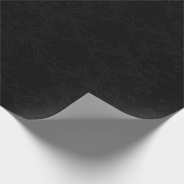 Black Damask Wrapping Paper (Corner)