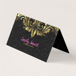 Black Damasks Gold Lace Business Card