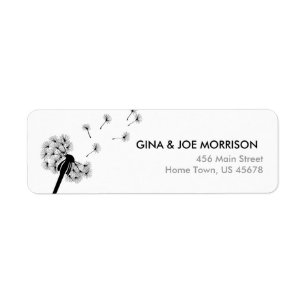 Black Dandelion Address Return Label