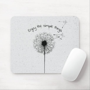 Black Dandelion and Quote on Terrazzo  Mouse Pad