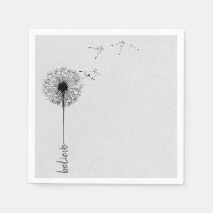 Black Dandelion Believe Inspiration Napkin