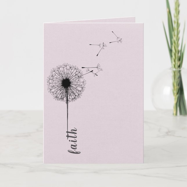 Black dandelion faith inspiration card (Front)
