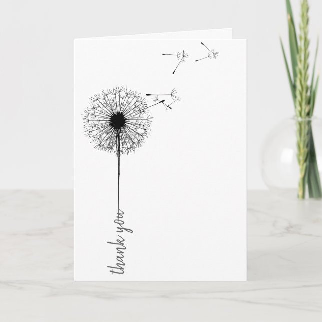 Black dandelion thank you card (Front)