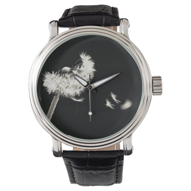 Black dandelion watch black and white (Front)