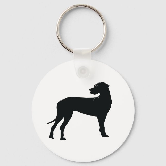 Black Dane Dog  Key Ring (Front)