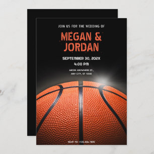 Black dark Basketball Wedding Invitation
