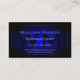 Black & Dark Blue Framed Monogram - Business Card