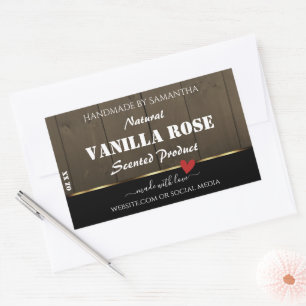 Black Dark Brown Wood Grain Product Labels Heart