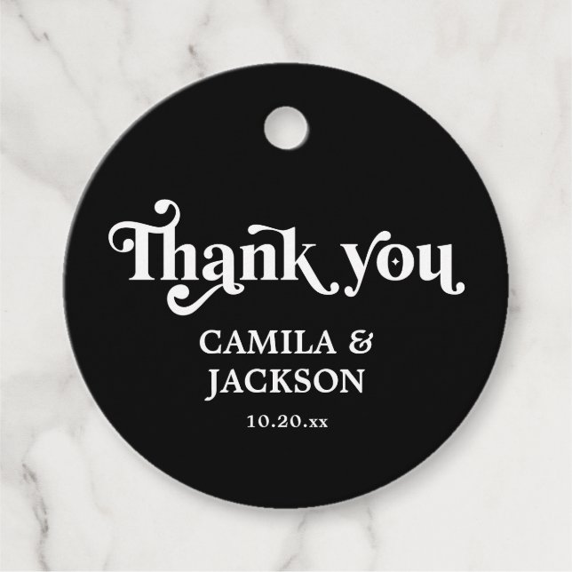 Black Dark Fairytale Wedding Favour Tags (Front)