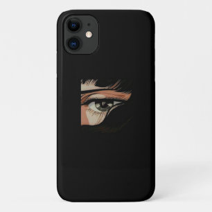 black dark girl anime eye illustration iPhone 11 case