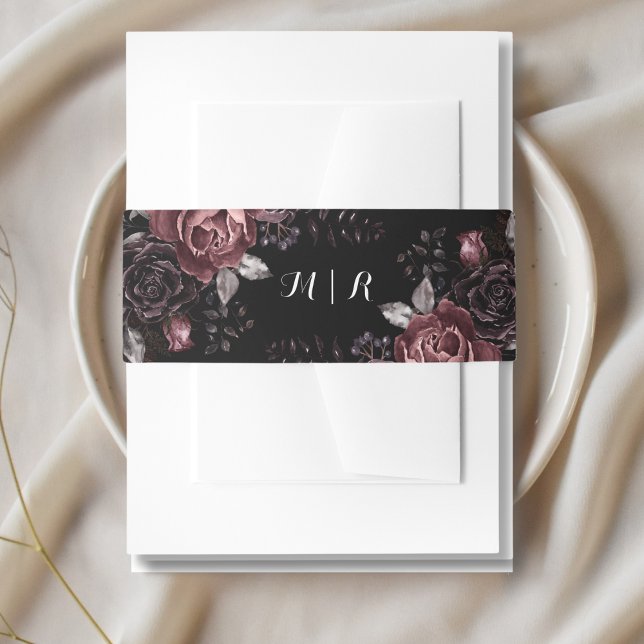 Black Dark Gothic Wedding Invitation Belly Band (Creator Uploaded)