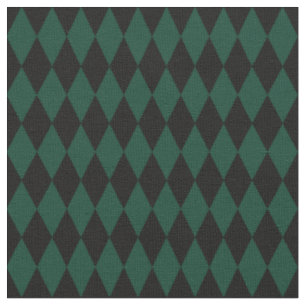 Black & Dark Green Harlequin Diamonds Fabric