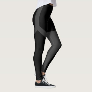 Black Dark Grey Contrast Polygonal Yoga Leggings