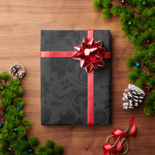 Black & Dark Grey Monochromatic Pattern Wrapping Paper