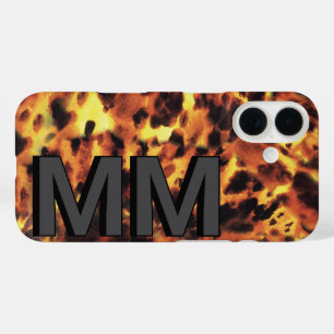 Black Dark Grey Monogrammed Tortoiseshell iPhone 16 Case