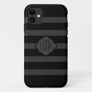 Black & Dark Grey Stripes Geometric Pattern iPhone 11 Case