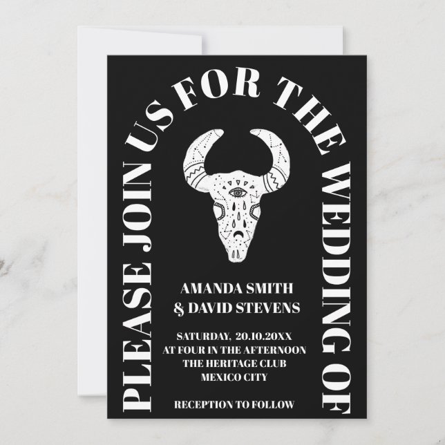 Black Dark Moody Arch Boho Rustic Wedding Invitation (Front)