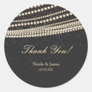 Black Dark Night Sky & String Lights Stickers