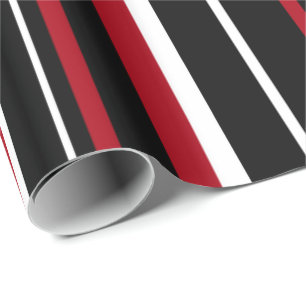 Black, Dark Red, and White Stripe Wrapping Paper