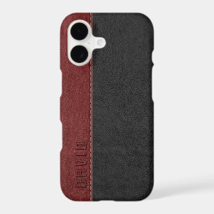 Black & Dark-red Faux Vintage Leather Texture