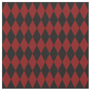 Black & Dark Red Harlequin Diamonds Fabric