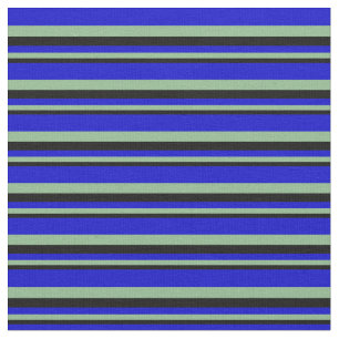 Black, Dark Sea Green, and Blue Coloured Lines Fabric