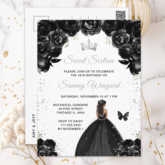 Black Dark Skin Princess Sweet Sixteen Postcard (Creator Uploaded)