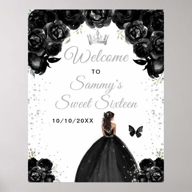 Black Dark Skin Princess Sweet Sixteen Welcome Poster (Front)