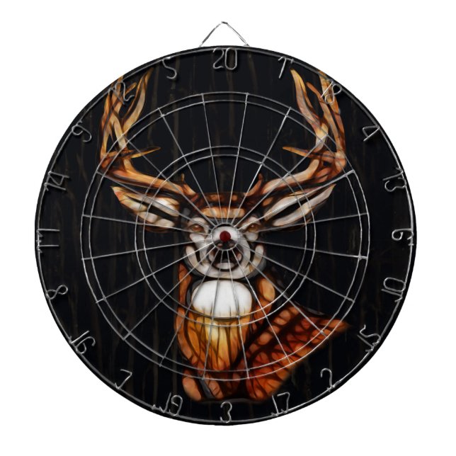 Black Dark Wooden Wood Deer Rustic Country Unique Dartboard (Front)