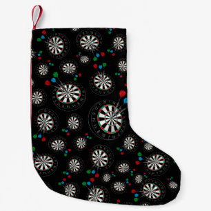 Black dartboard pattern small christmas stocking