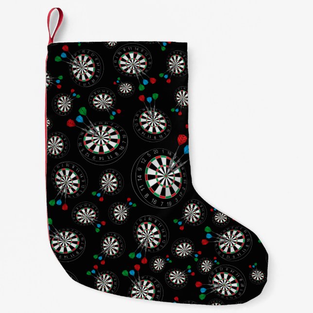 Black dartboard pattern small christmas stocking (Front)