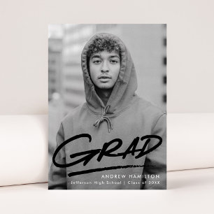Black Dashed Modern Photo Graduation Announcement