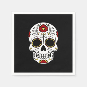 Black Day of the Dead Sugar Skull Paper Napkins