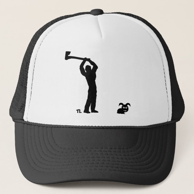 black dead bunny - lumberjack trucker hat (Front)