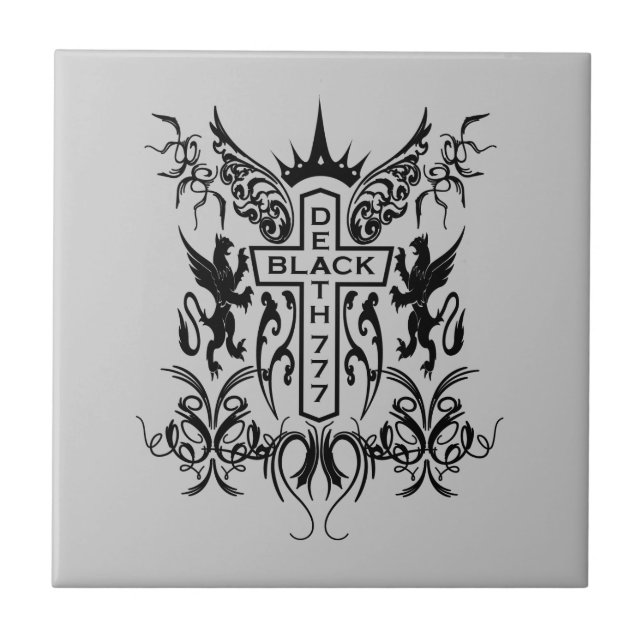 Black Death 777 - Cross Ceramic Tile (Front)