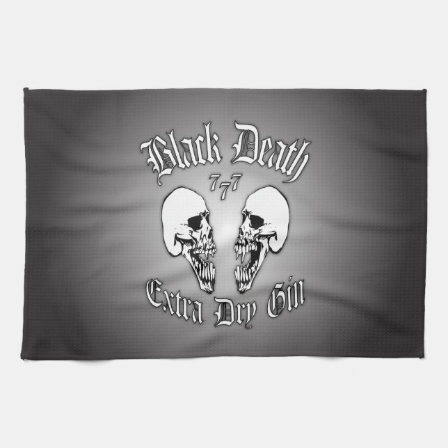 Black Death 777 - Extra Dry Gin Tea Towel (Horizontal)