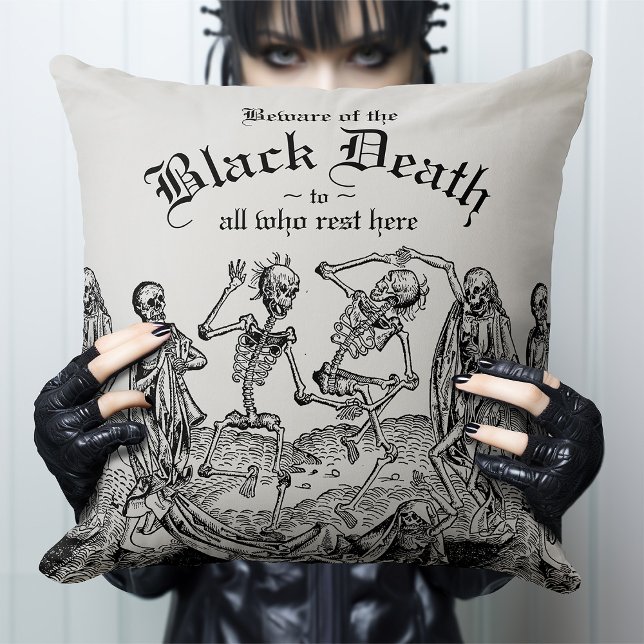 Black Death Dancing Skeletons Gothic Macabre Cushion (Creator Uploaded)