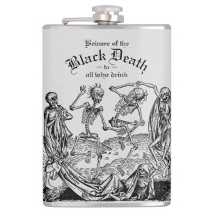 Black Death Dancing Skeletons Gothic Macabre Hip Flask
