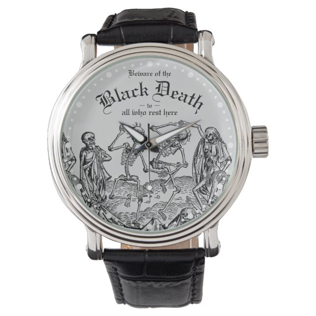 Black Death Dancing Skeletons Gothic Macabre Watch (Front)