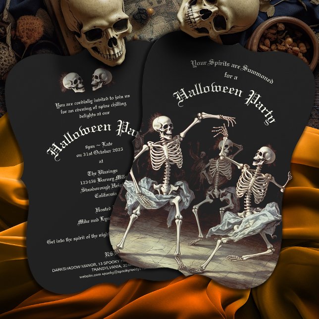 Black Death Dancing Skeletons Halloween (Set the scene for your halloween party with these Dancing Skeletons Halloween Invitations)