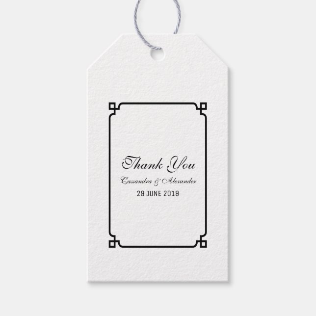 Black Deco Chic Wedding Gift Tags (Front)