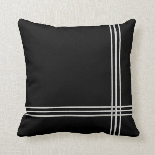 Black Deco White Stripe Cushion