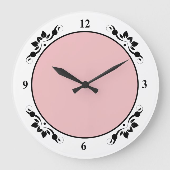 Black Decorations Number Face Colored Background Large Clock (Front)