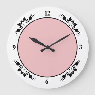 Black Decorations Number Face Coloured Background Large Clock