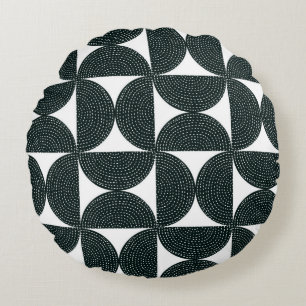 Black decorative abstract seamless pattern in the round cushion